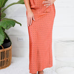 Montgomery Rust Polka Dot Satin Skirt Glam