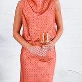 Montgomery Rust Polka Dot Satin Skirt Glam