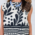 Morgan Black + Sand Button Back Top