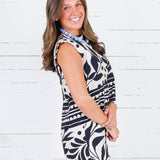 Morgan Black + Sand Button Back Top