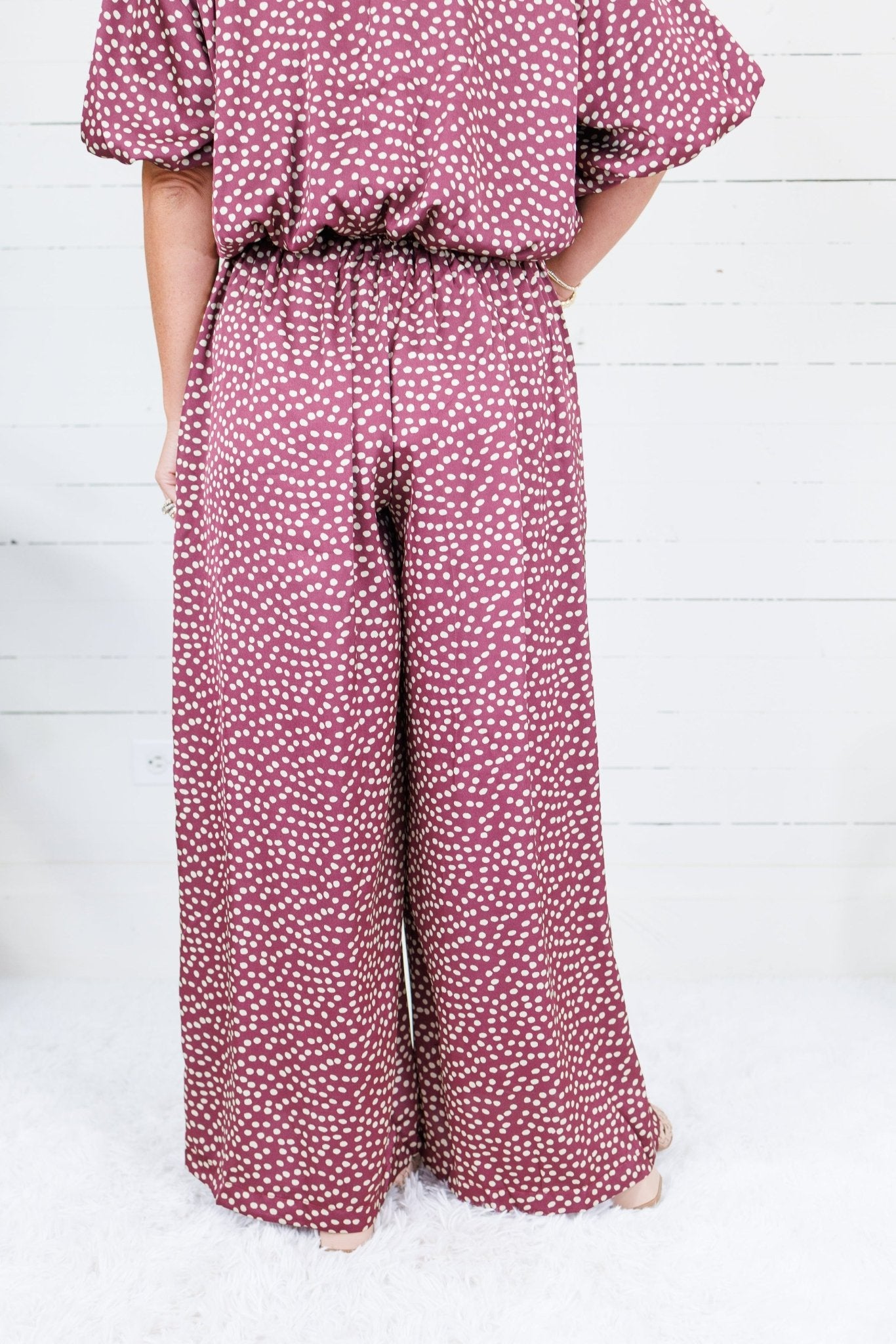 Morgan Burgundy Dotty Pants Glam