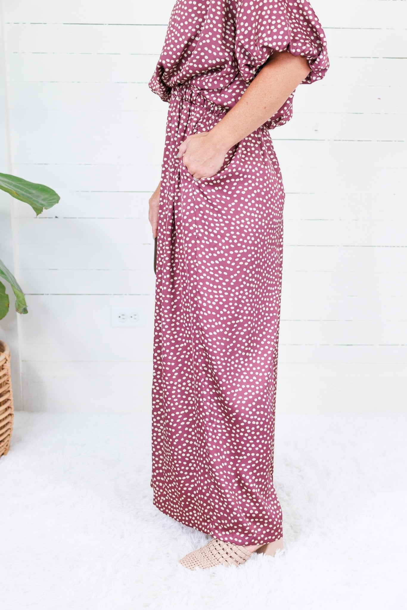 Morgan Burgundy Dotty Pants Glam