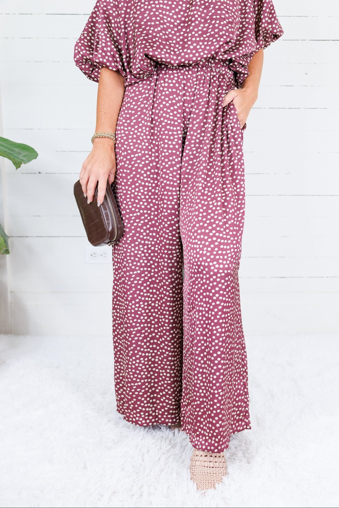 Morgan Burgundy Dotty Pants Glam