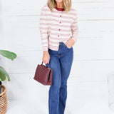 Morris Blush Multi Striped Cardigan Polagram