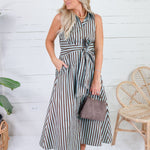 Morrison Seafoam + Cocoa Stripe Maxi Dress
