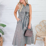 Morrison Seafoam + Cocoa Stripe Maxi Dress