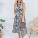 Morrison Seafoam + Cocoa Stripe Maxi Dress