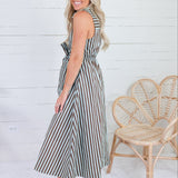Morrison Seafoam + Cocoa Stripe Maxi Dress