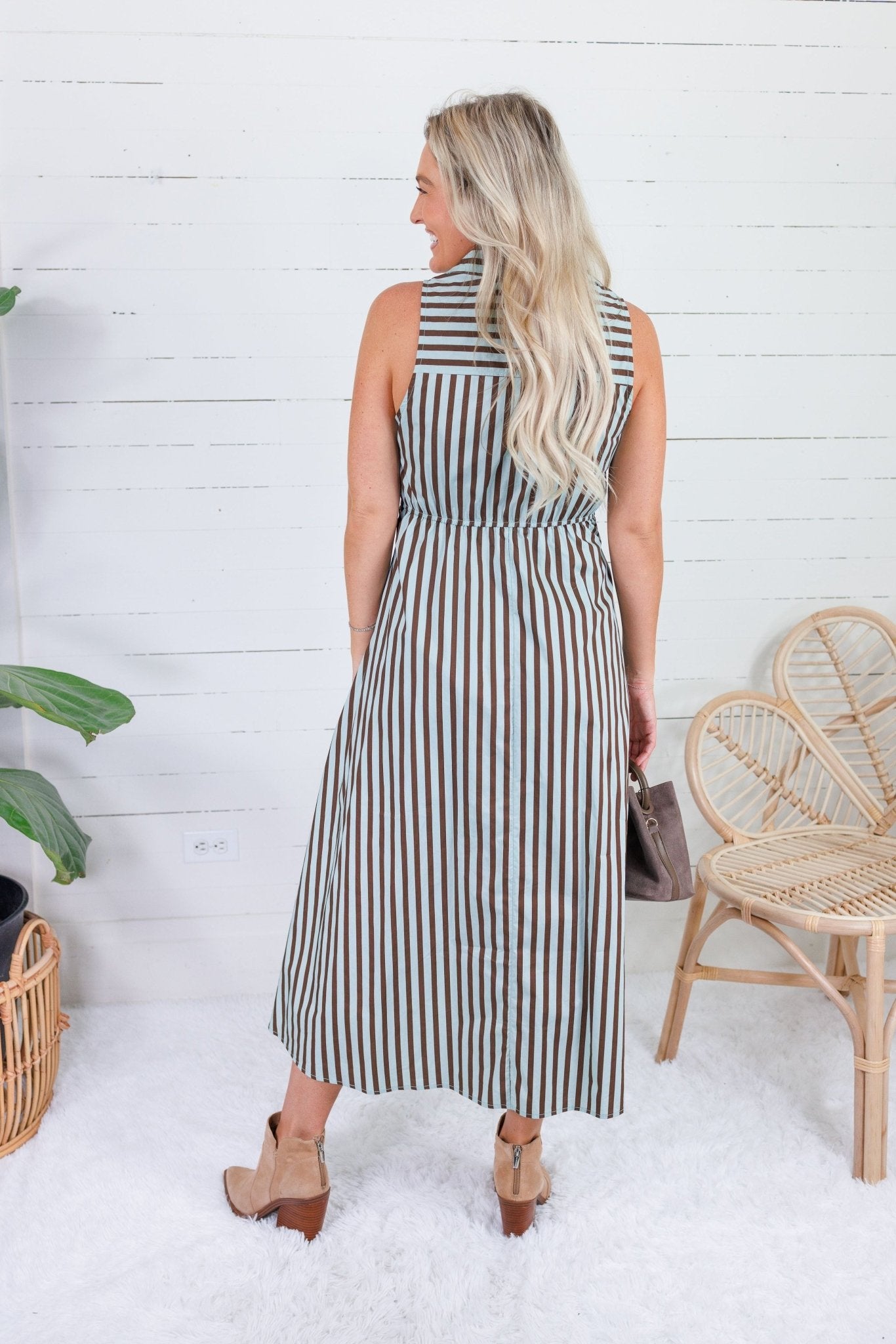Morrison Seafoam + Cocoa Stripe Maxi Dress