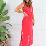 Moscow Coral Embroidered Scallop Dress Karlie 