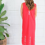Moscow Coral Embroidered Scallop Dress Karlie 