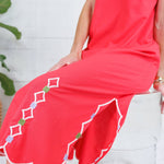 Moscow Coral Embroidered Scallop Dress Karlie 