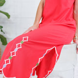 Moscow Coral Embroidered Scallop Dress Karlie 