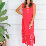 Moscow Coral Embroidered Scallop Dress Karlie 