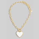 Mother Of Pearl Heart Pendant Chunky Gold Chain Necklace - A3 Accessories - Jewelry - Clover + Bee