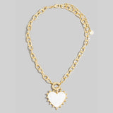 Mother Of Pearl Heart Pendant Chunky Gold Chain Necklace - A3 Accessories - Jewelry - Clover + Bee