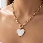 Mother Of Pearl Heart Pendant Chunky Gold Chain Necklace - A3 Accessories - Jewelry - Clover + Bee