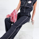 Moulton Black + Cream Contrast Piping Wide Leg Pants Strut & Bolt