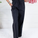 Moulton Black + Cream Contrast Piping Wide Leg Pants Strut & Bolt