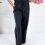 Moulton Black + Cream Contrast Piping Wide Leg Pants Strut & Bolt