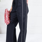 Moulton Black + Cream Contrast Piping Wide Leg Pants Strut & Bolt