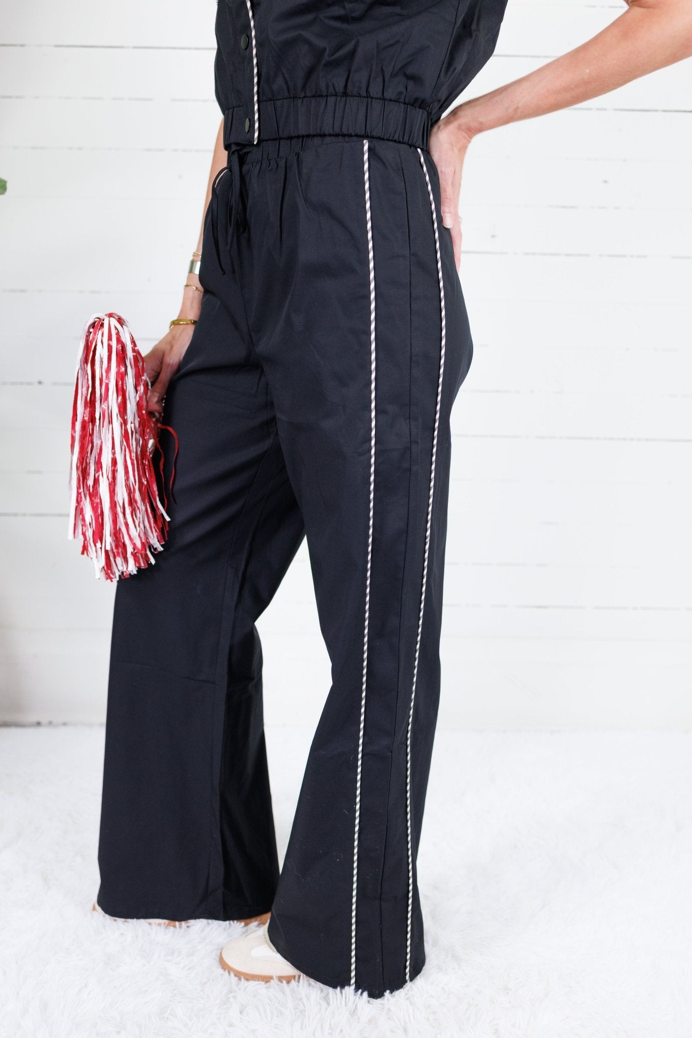 Moulton Black + Cream Contrast Piping Wide Leg Pants Strut & Bolt