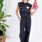 Moulton Black + Cream Contrast Piping Wide Leg Pants Strut & Bolt