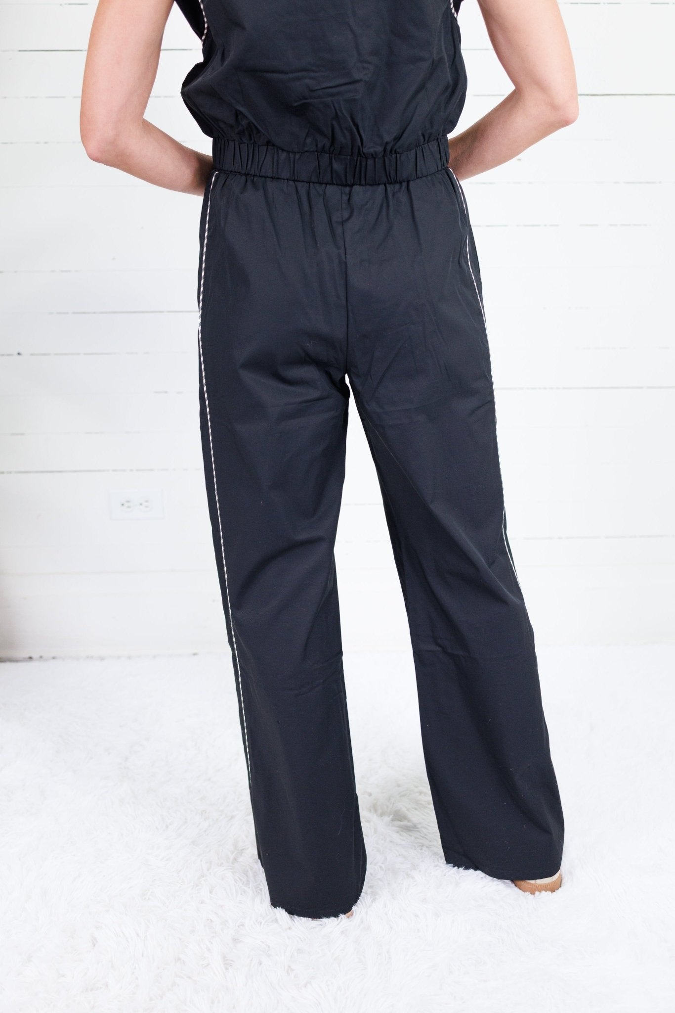 Moulton Black + Cream Contrast Piping Wide Leg Pants Strut & Bolt
