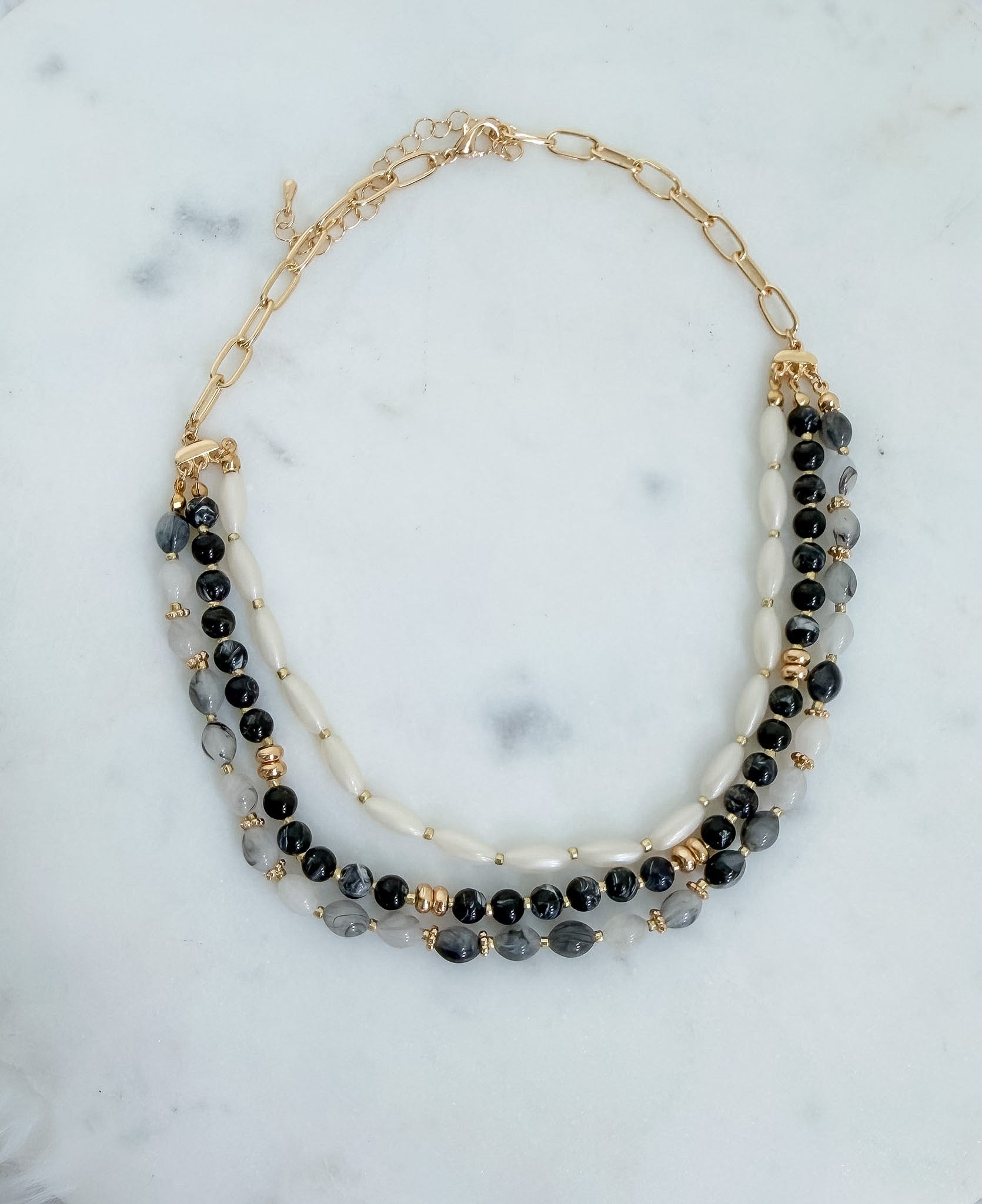 Multi Strand Beaded Statement Necklace