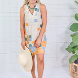 Myla Cream Squares Mini Dress Briton Court
