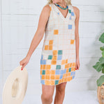 Myla Cream Squares Mini Dress Briton Court