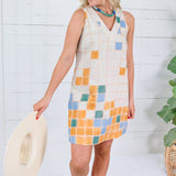 Myla Cream Squares Mini Dress Briton Court