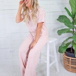 Natalie Pink + Ecru Stripe Knit Pants Things Between