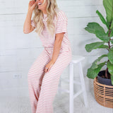 Natalie Pink + Ecru Stripe Knit Pants Things Between