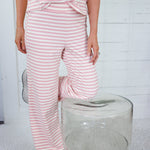 Natalie Pink + Ecru Stripe Knit Pants Things Between