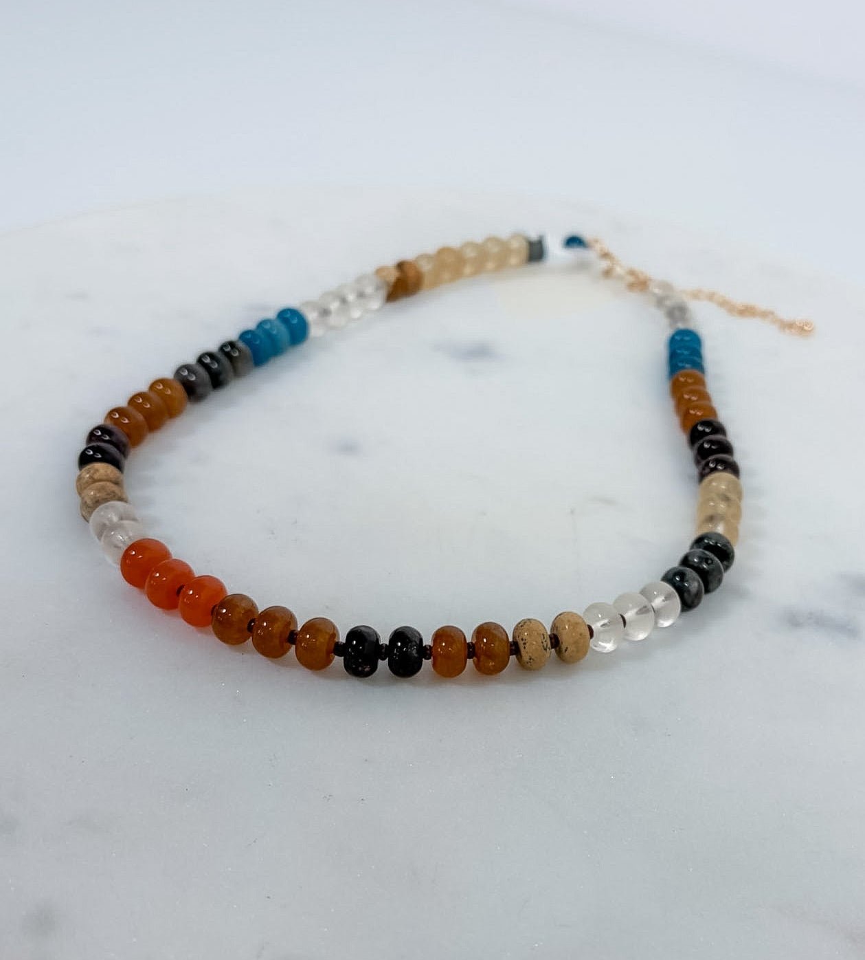 Natural Agate Glass Semi Precious Bead Necklace