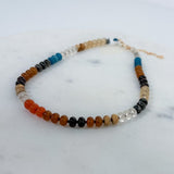 Natural Agate Glass Semi Precious Bead Necklace