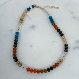 Natural Agate Glass Semi Precious Bead Necklace