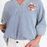 Nealy Navy Check Top Entro