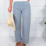 Neely Navy Gingham Wide Leg Jean Just Black Denim