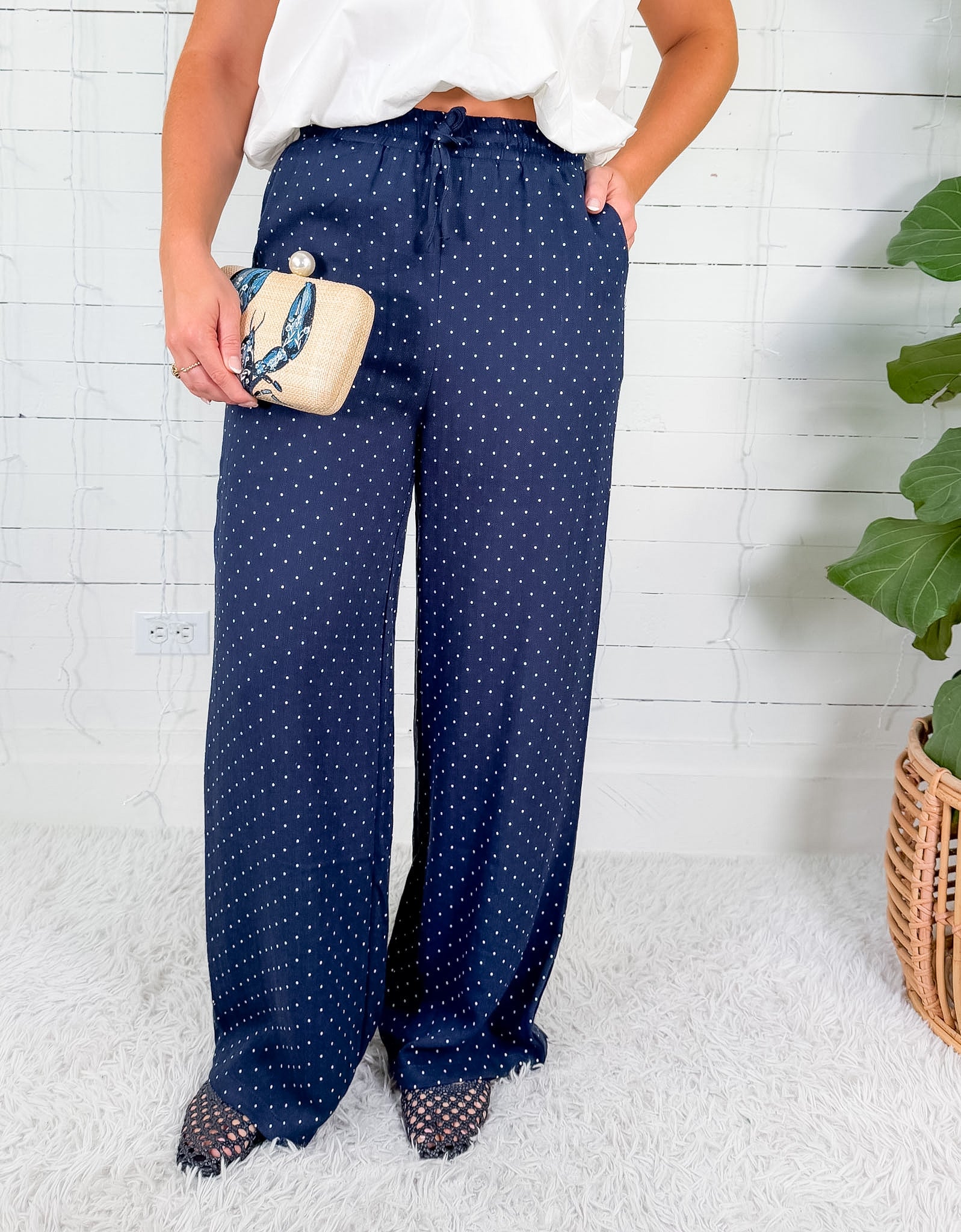 Nelda Navy Polka Dot Pants Molly Bracken
