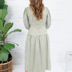 Neville Olive Striped Maxi Shirt Dress Entro