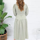 Neville Olive Striped Maxi Shirt Dress Entro
