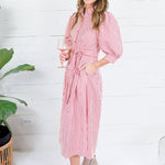 Neville Red Striped Maxi Shirt Dress Entro