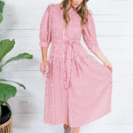 Neville Red Striped Maxi Shirt Dress Entro