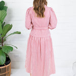 Neville Red Striped Maxi Shirt Dress Entro