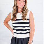 Newton Cream + Black Stripe Sweater Vest Entro