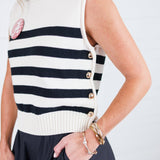 Newton Cream + Black Stripe Sweater Vest Entro