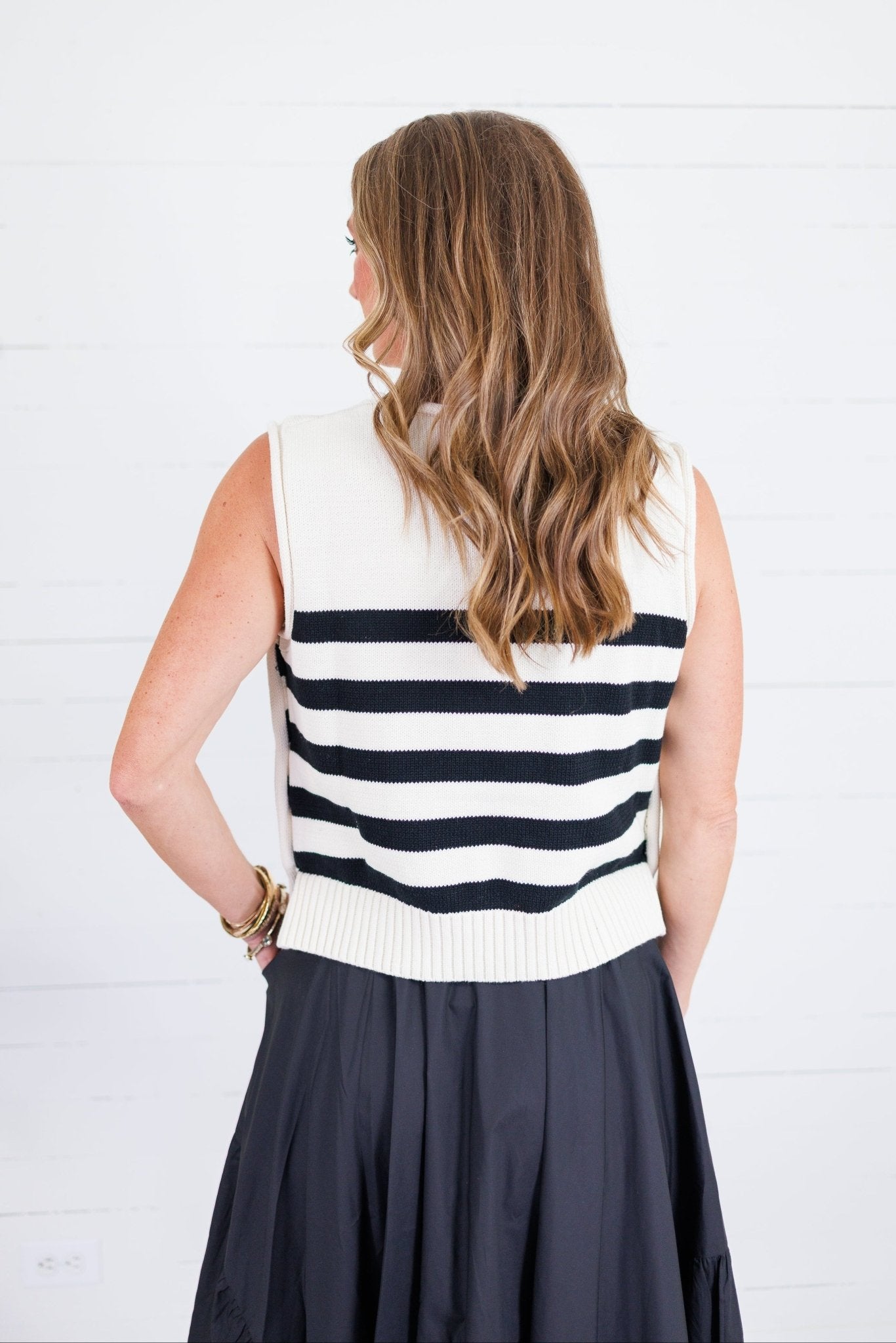 Newton Cream + Black Stripe Sweater Vest Entro