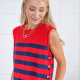 Newton Red + Navy Stripes Sweater Vest Entro